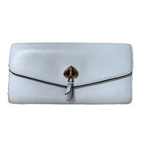 Kate Spade Marti Large Slim Flap Leather Wallet Blue Glow Gold Hardware